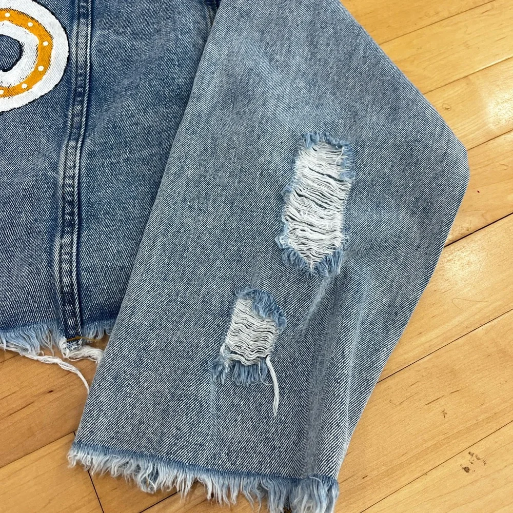 Custom Hand Painted Tennessee Vols Distressed Denim Jacket - Picture 3 of 10